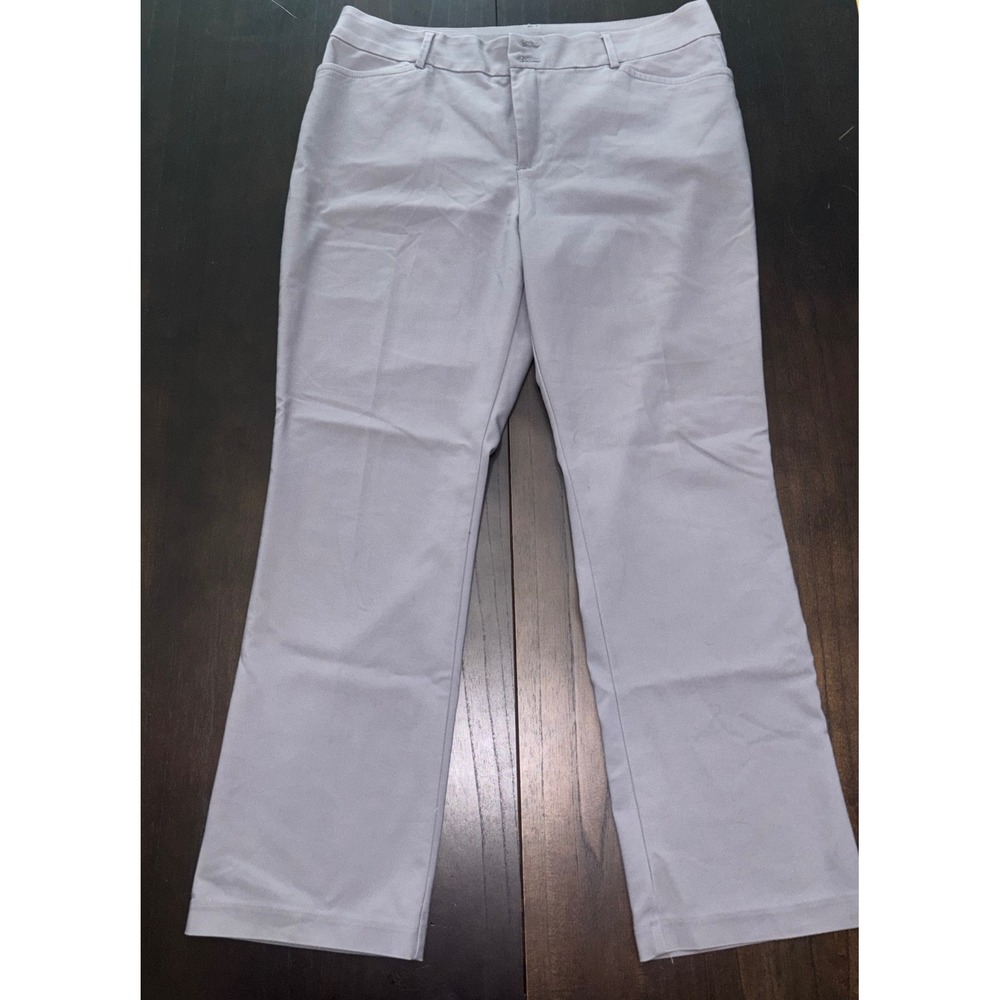 Lee Pants Straight Leg Mid Rise Secretly Shapes Grey Trousers 18 Medium